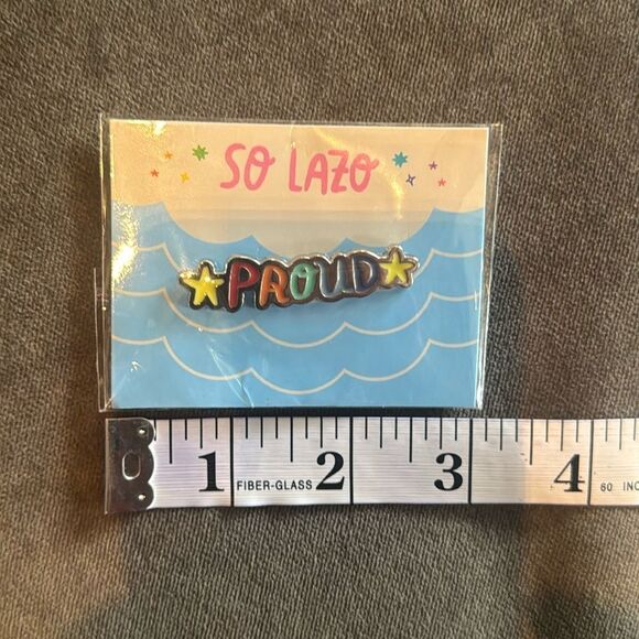 PROUD Pride Enamel Pin Badge by So Lazo NEW - Picture 3 of 5
